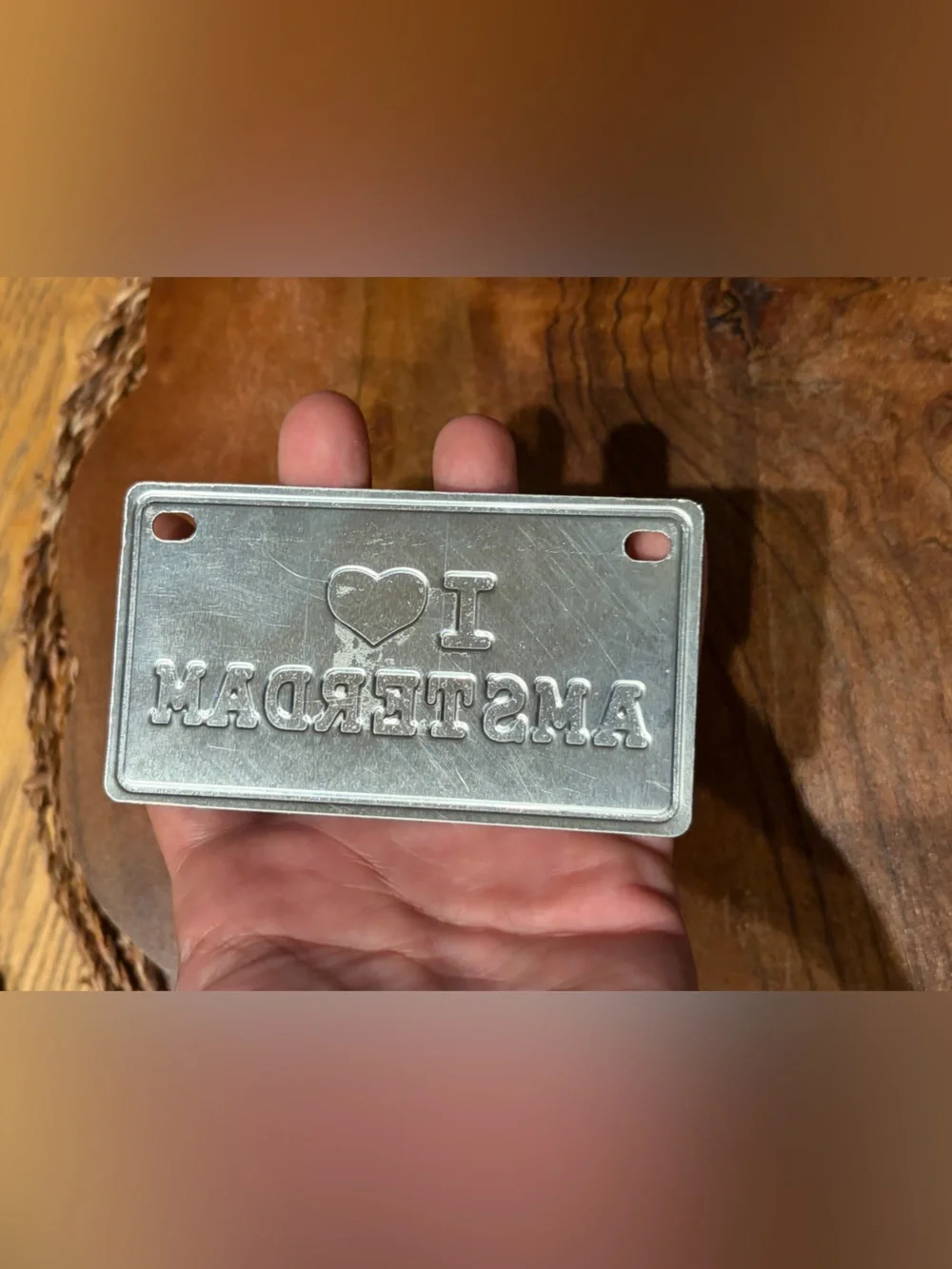 I ❤️ Amsterdam Mini Metal License Plate Sign – Netherlands Souvenir Decor
